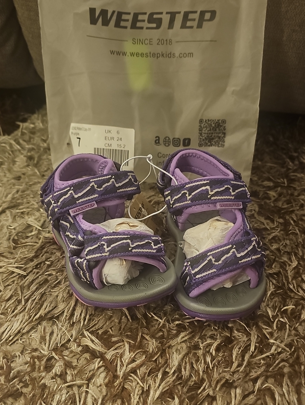 Kids' Purple Adjustable Sandals